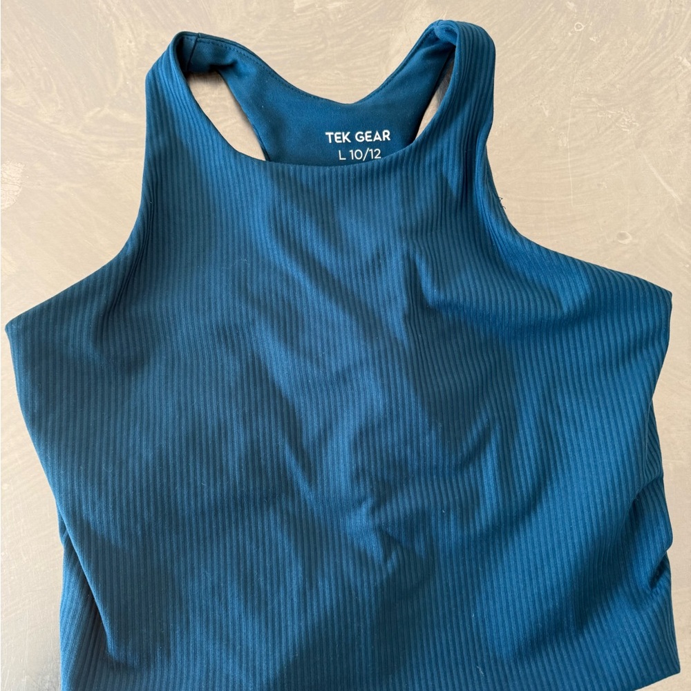 TWO Girl’s Size Large 10/12 Nike Black and Teal Ribbed Tank Tops - Picture 5 of 10